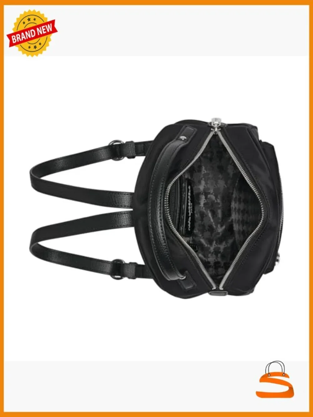 Small Nylon Backpack Crossbody Satchel Zip Closure Adjustable Strap